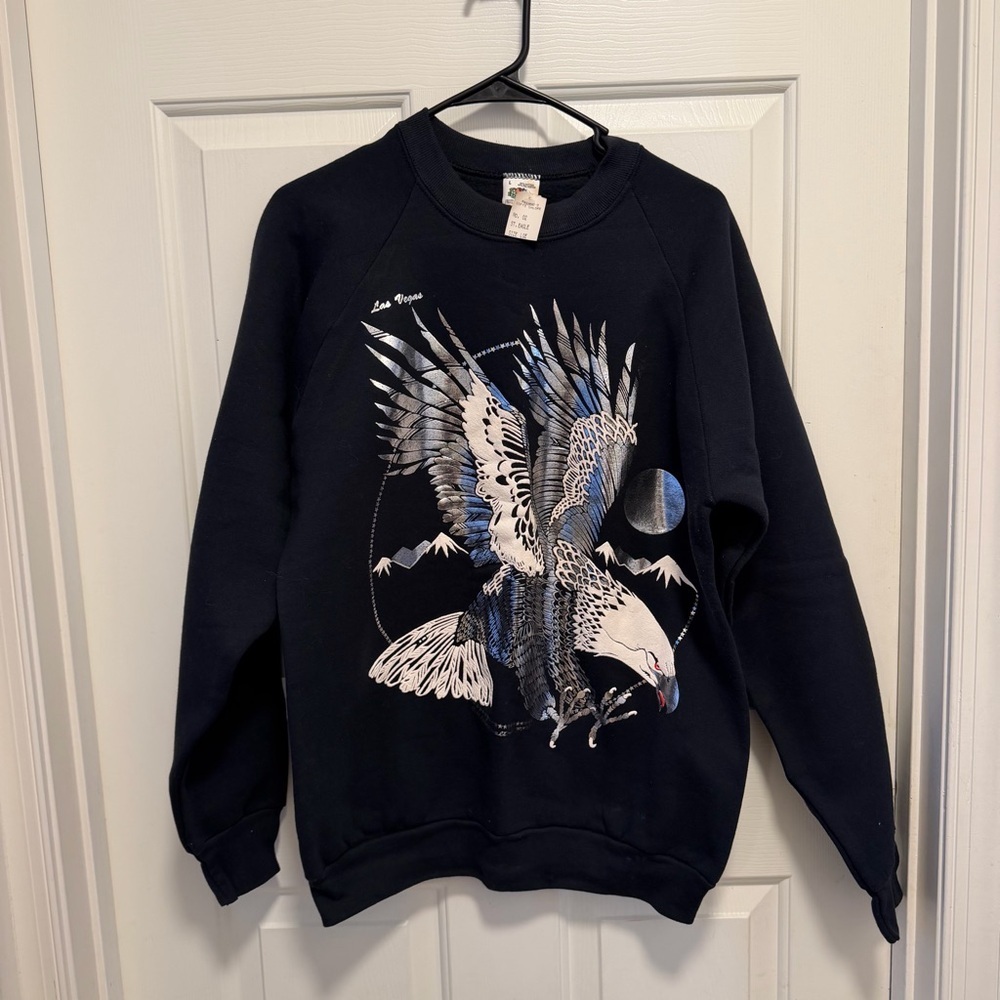 VTG 1989 Robert Walton Eagle Metallic Crew Neck Sweatshirt Las Vegas Size Large